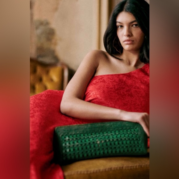 Sézane One-Shoulder Wanda Dress in Red - Picture 2 of 5